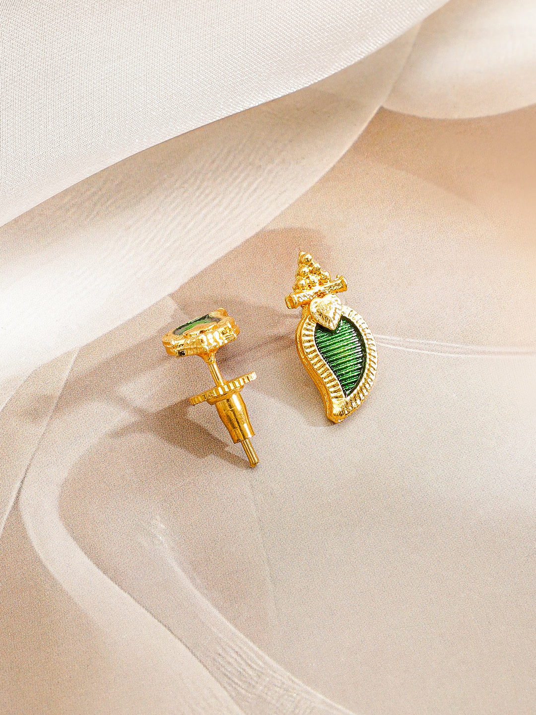 Emerald Green Leaf Pendant Necklace Set フリーサイズ