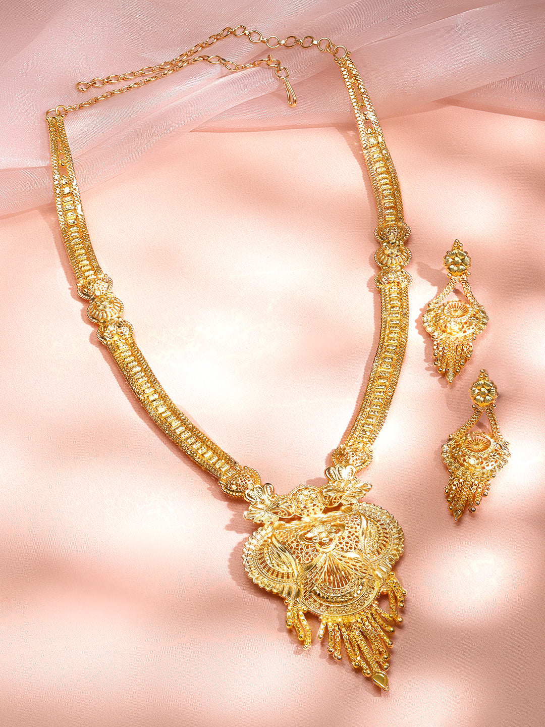 Floral Design Gold Necklace Set フリーサイズ