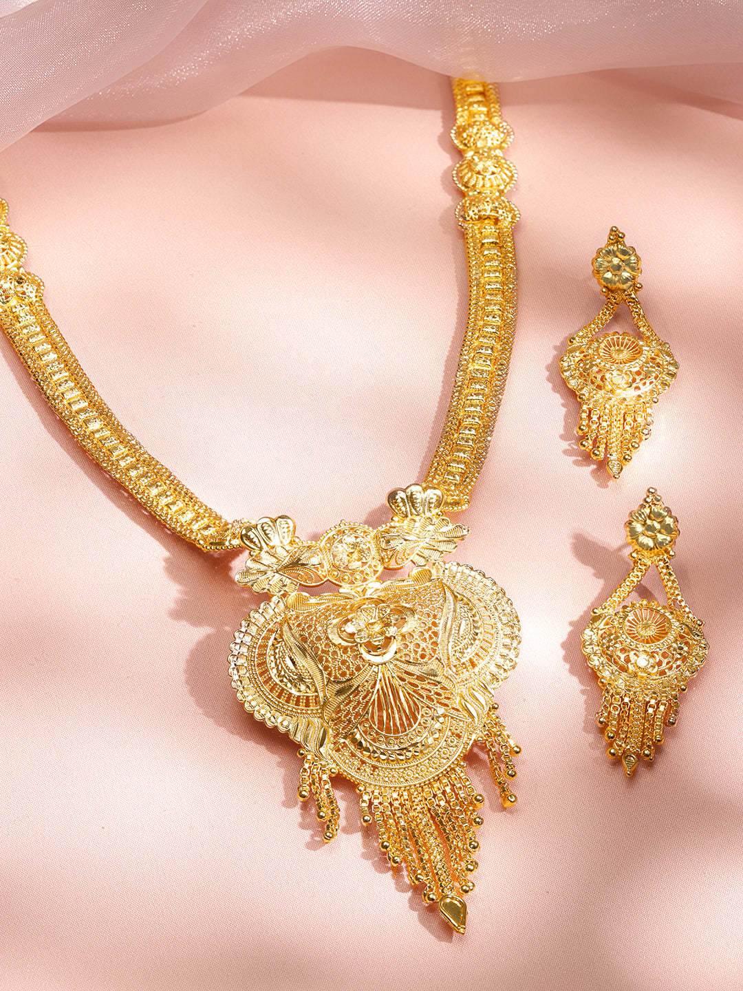 Floral Design Gold Necklace Set フリーサイズ
