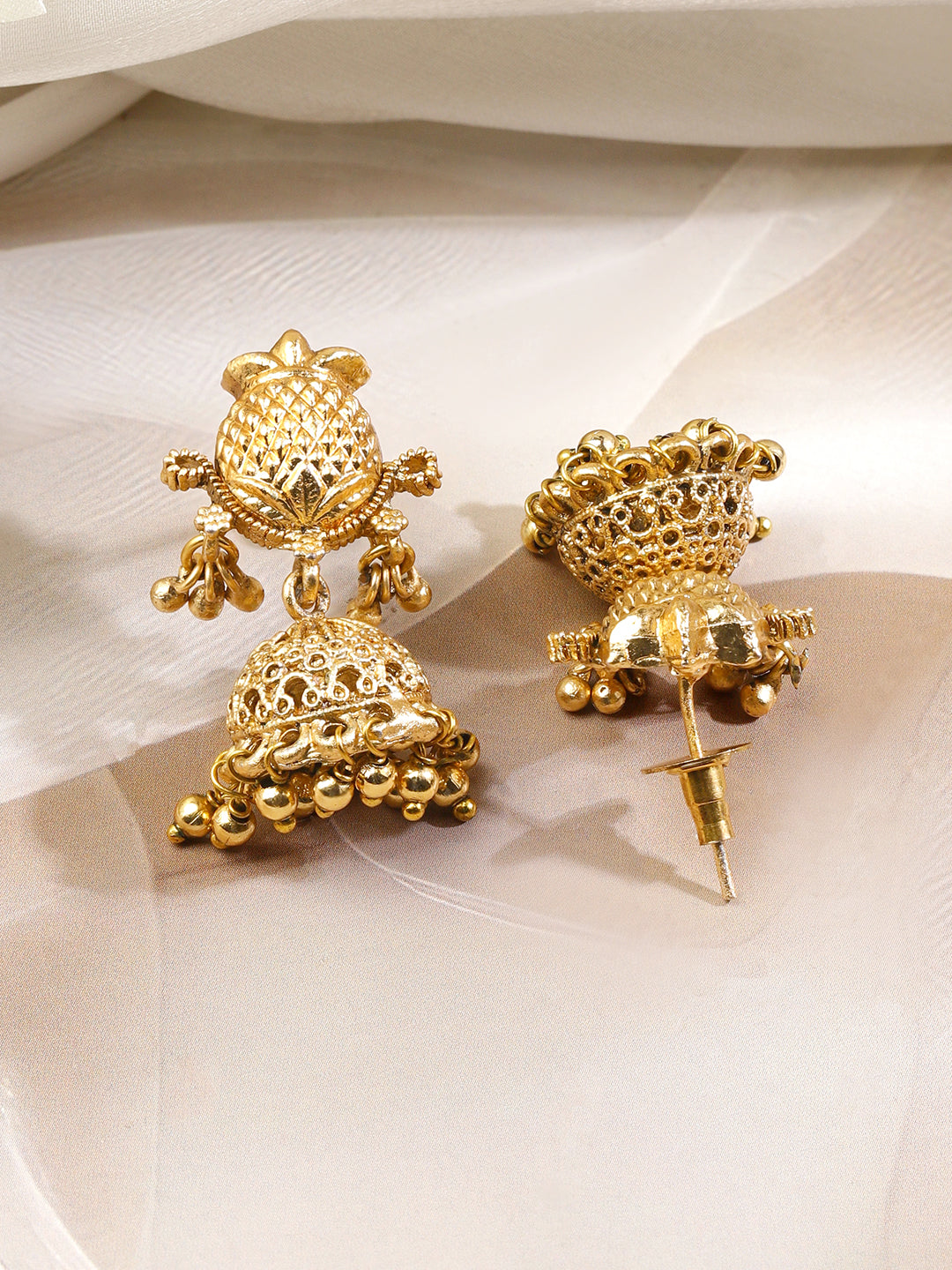 Red & Green Studded Temple Necklace Set フリーサイズ