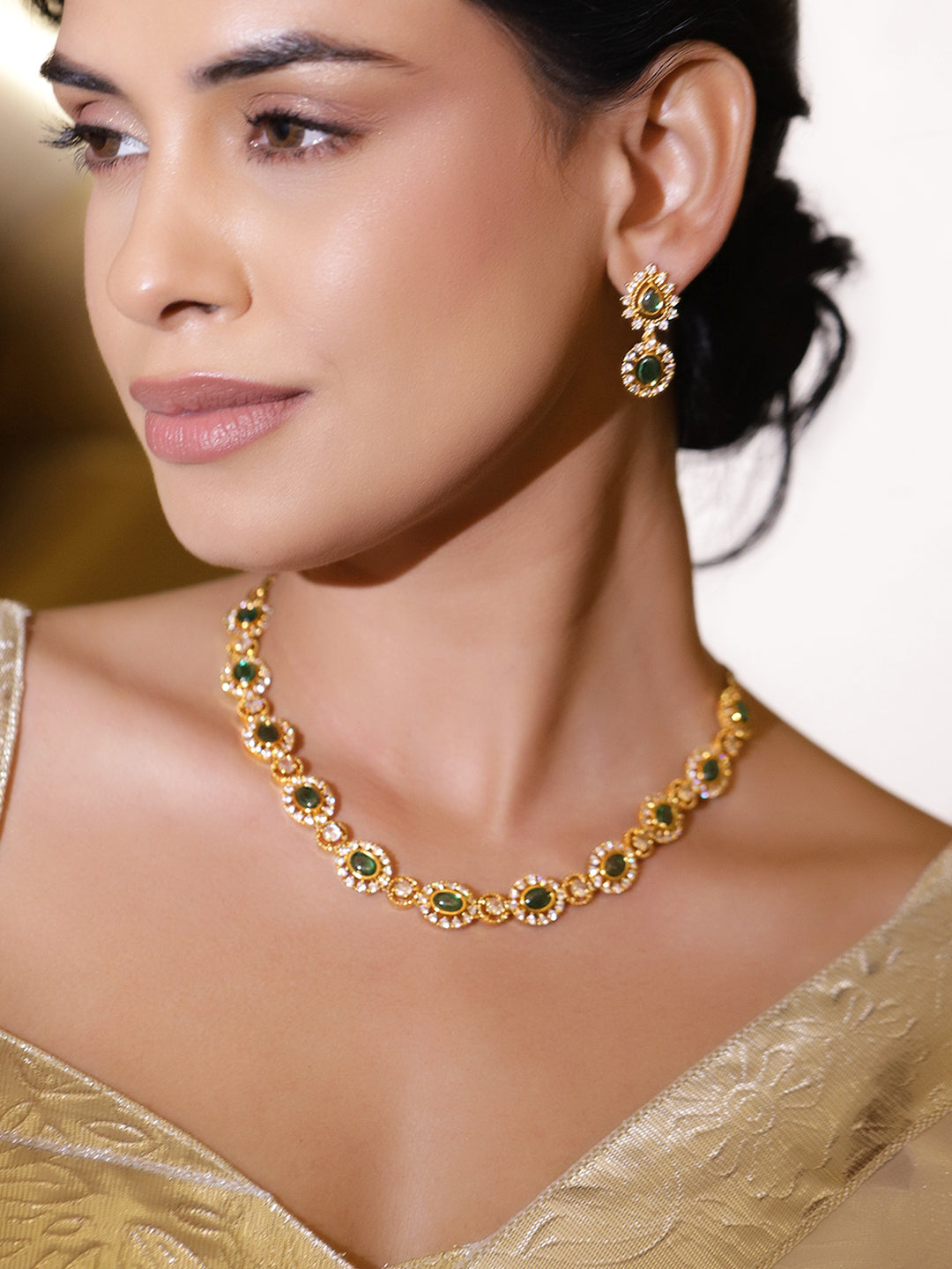 Golden Hour Kundan Pearl Necklace Set フリーサイズ