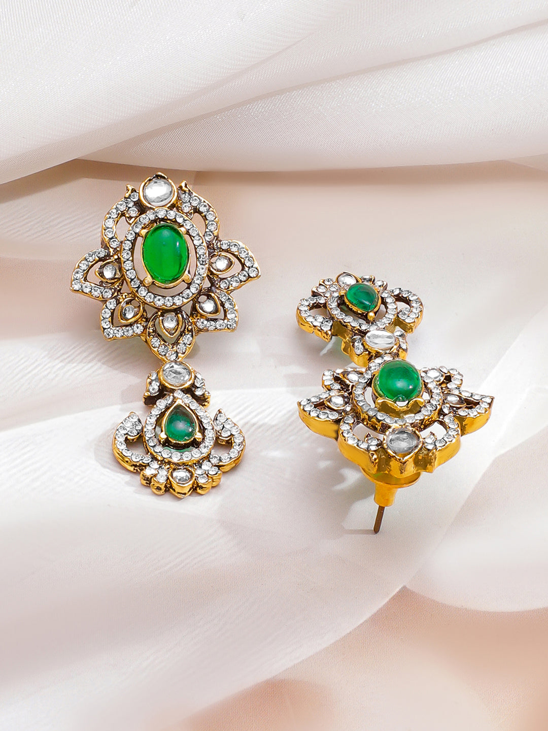 Art Deco Emerald Rose Necklace Set フリーサイズ