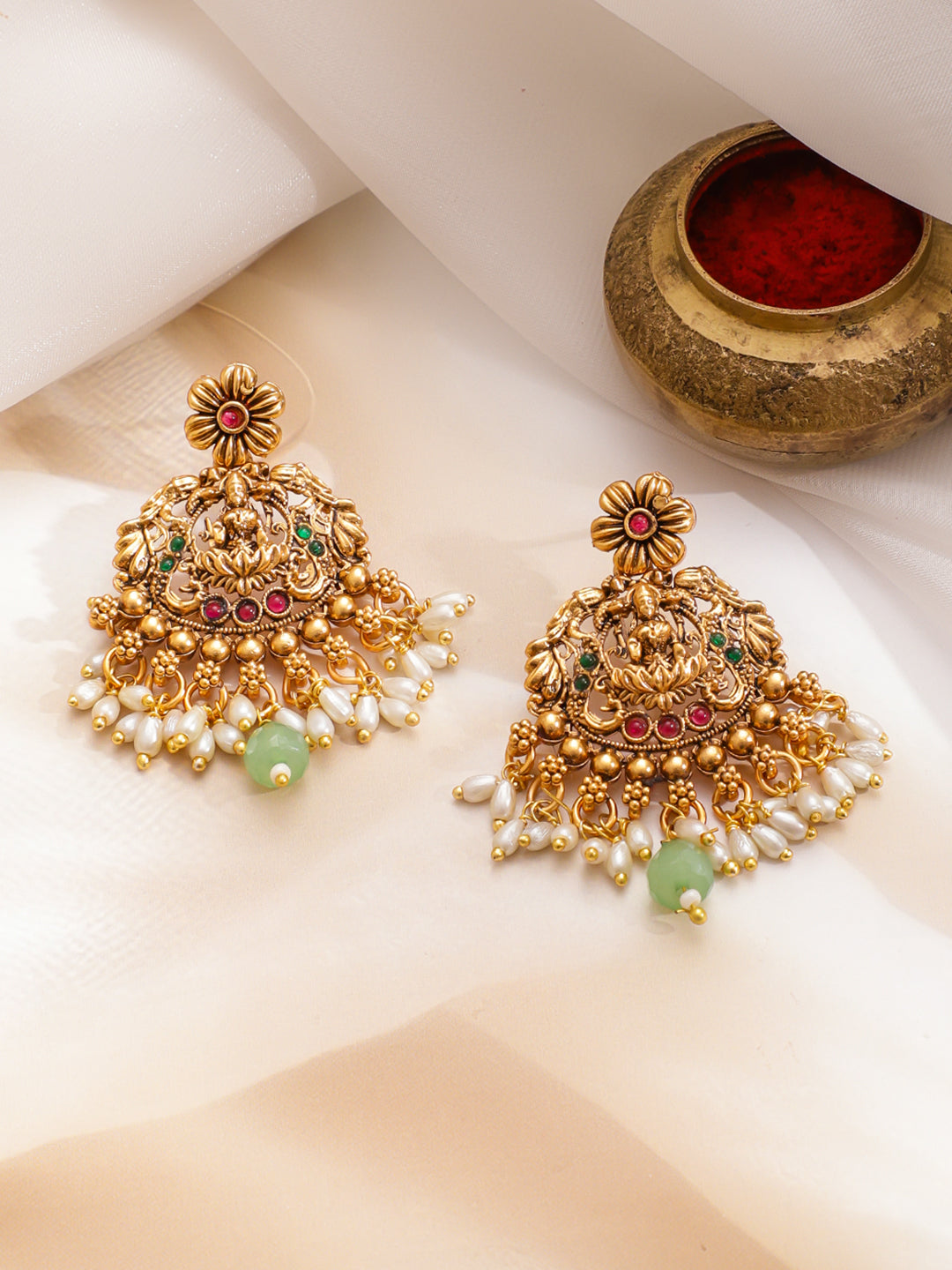 Green Glory Lakshmi Necklace Set フリーサイズ