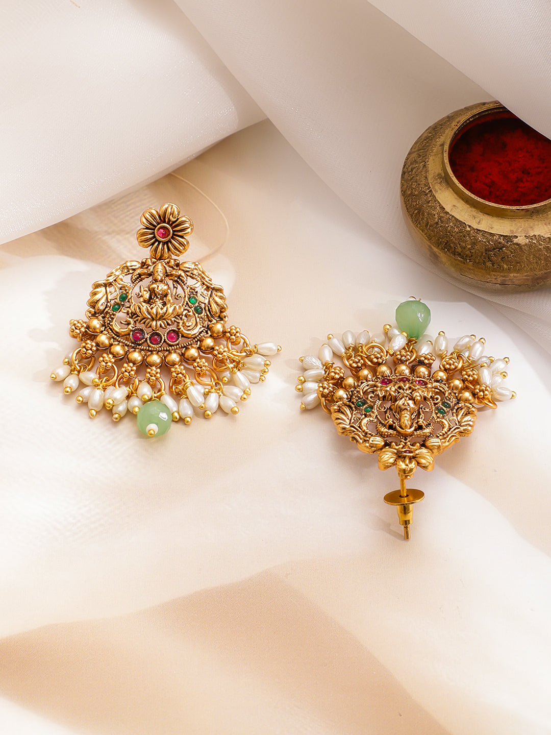 Green Glory Lakshmi Necklace Set フリーサイズ