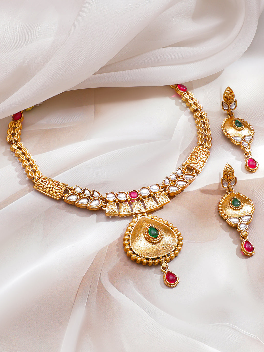 Festive Song of Emerald & Ruby Necklace Set フリーサイズ