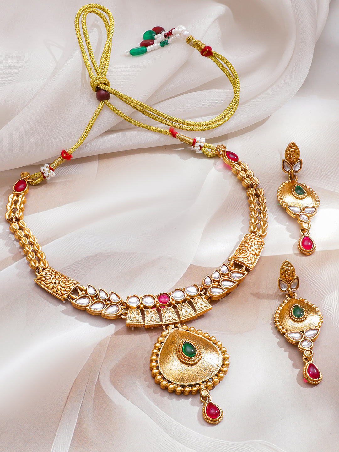 Festive Song of Emerald & Ruby Necklace Set フリーサイズ