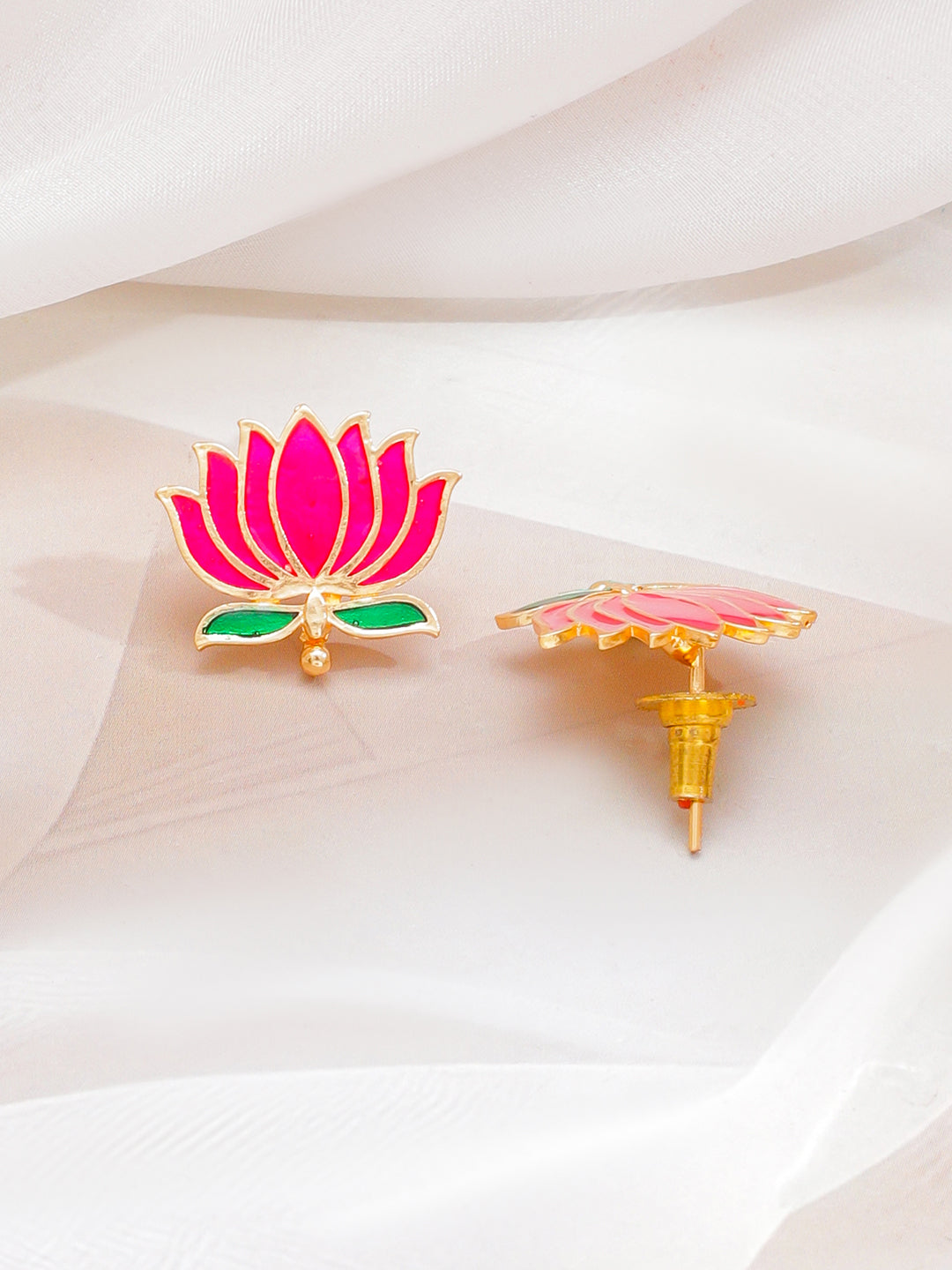 Pink Lotus Motif Enamel Necklace Set フリーサイズ