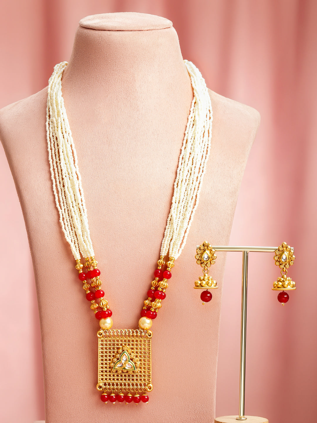 Heritage in Pearl & Red Necklace Set フリーサイズ