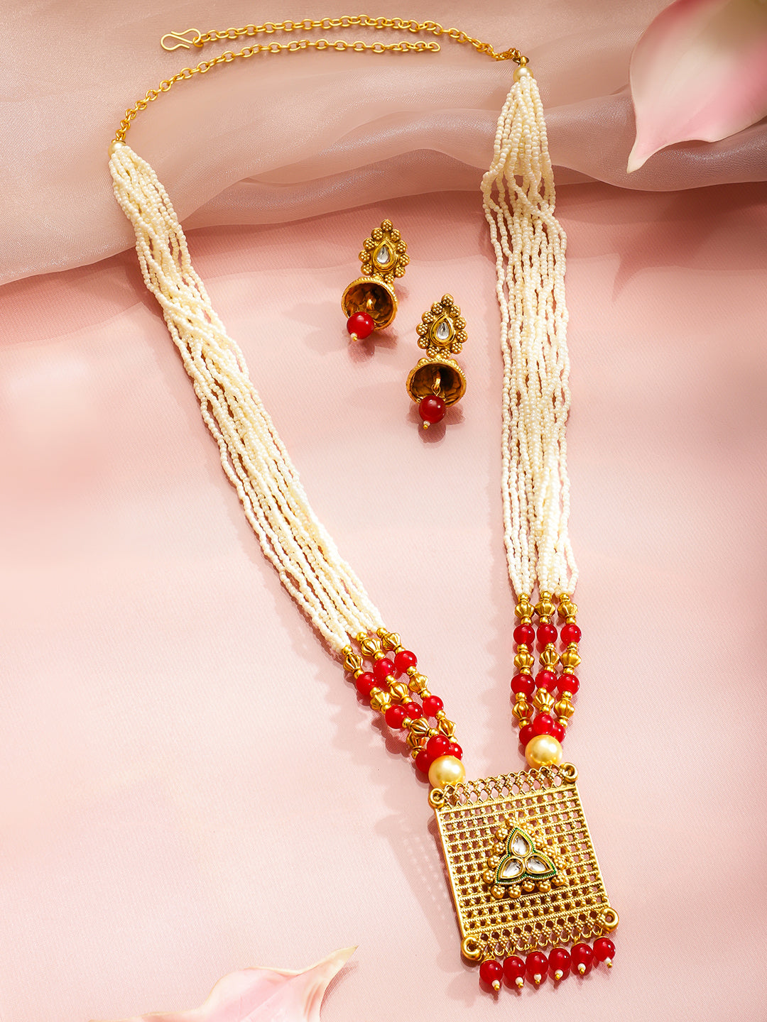 Heritage in Pearl & Red Necklace Set フリーサイズ