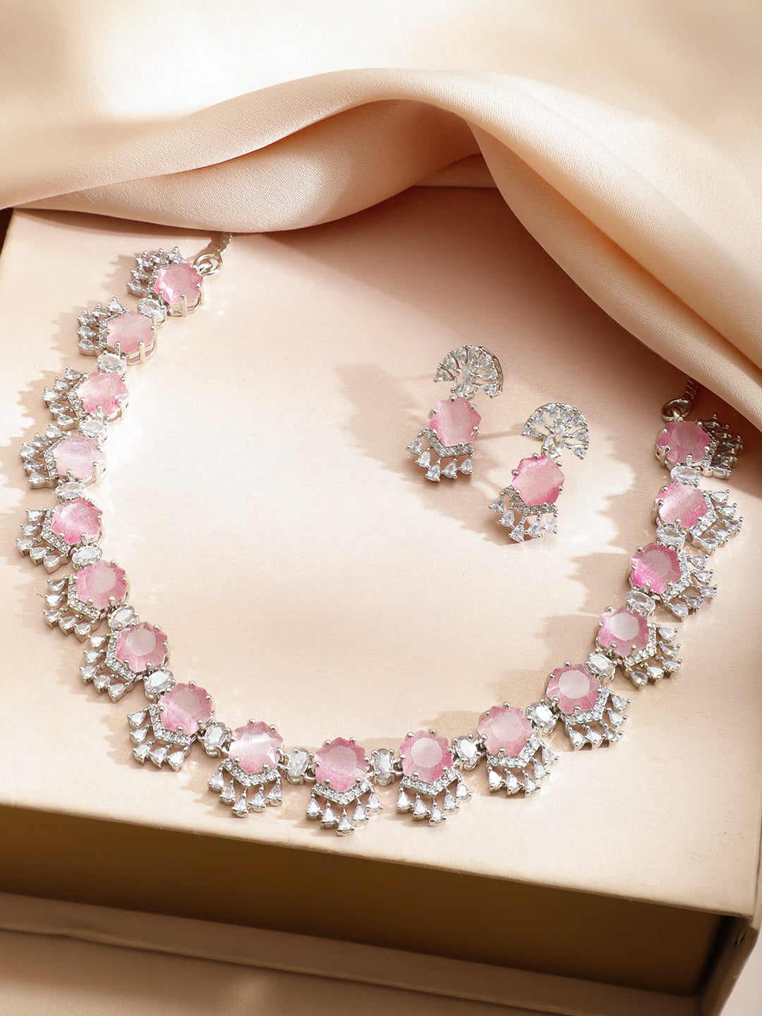 Pink Crystal Shine Party Necklace Set フリーサイズ
