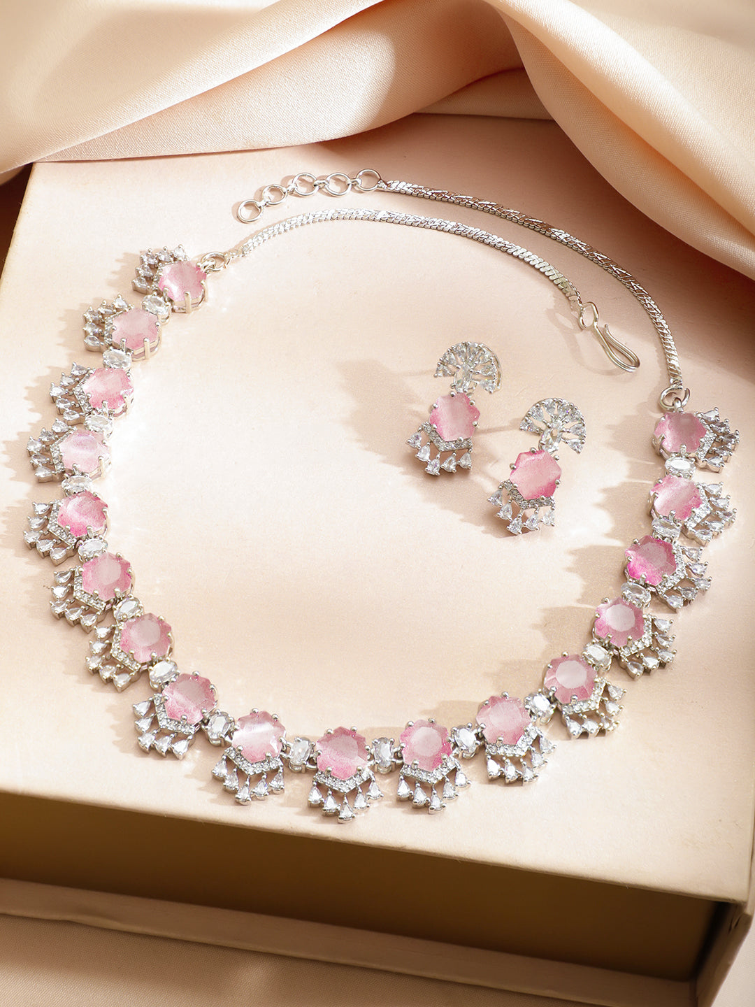 Pink Crystal Shine Party Necklace Set フリーサイズ