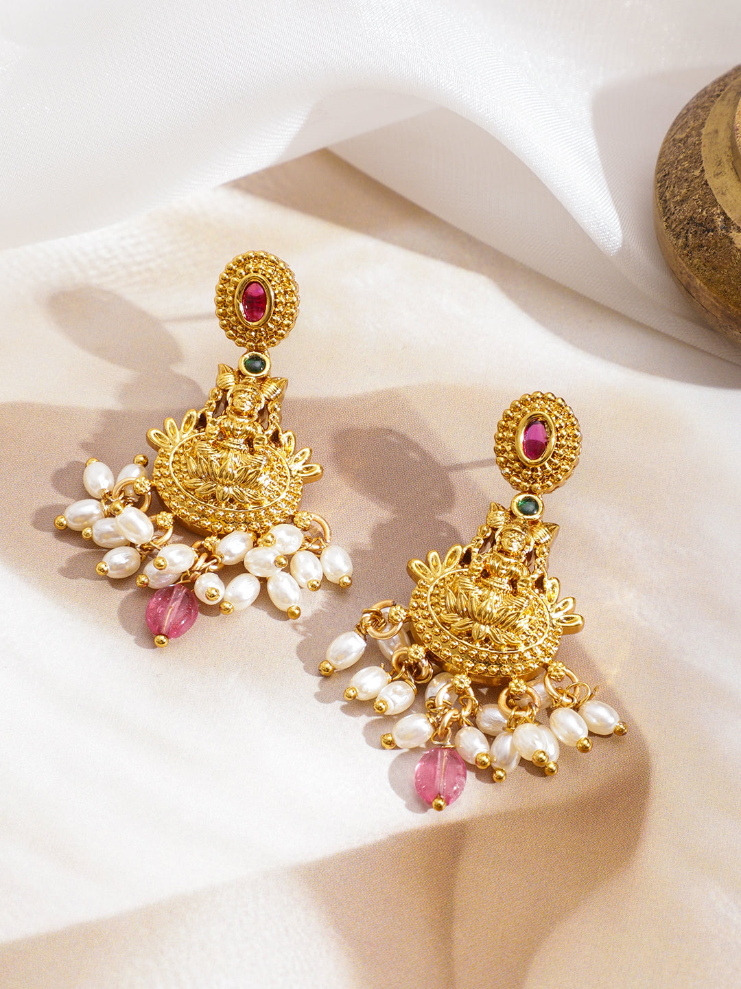 Golden Temple Pearl Drop Necklace Set フリーサイズ