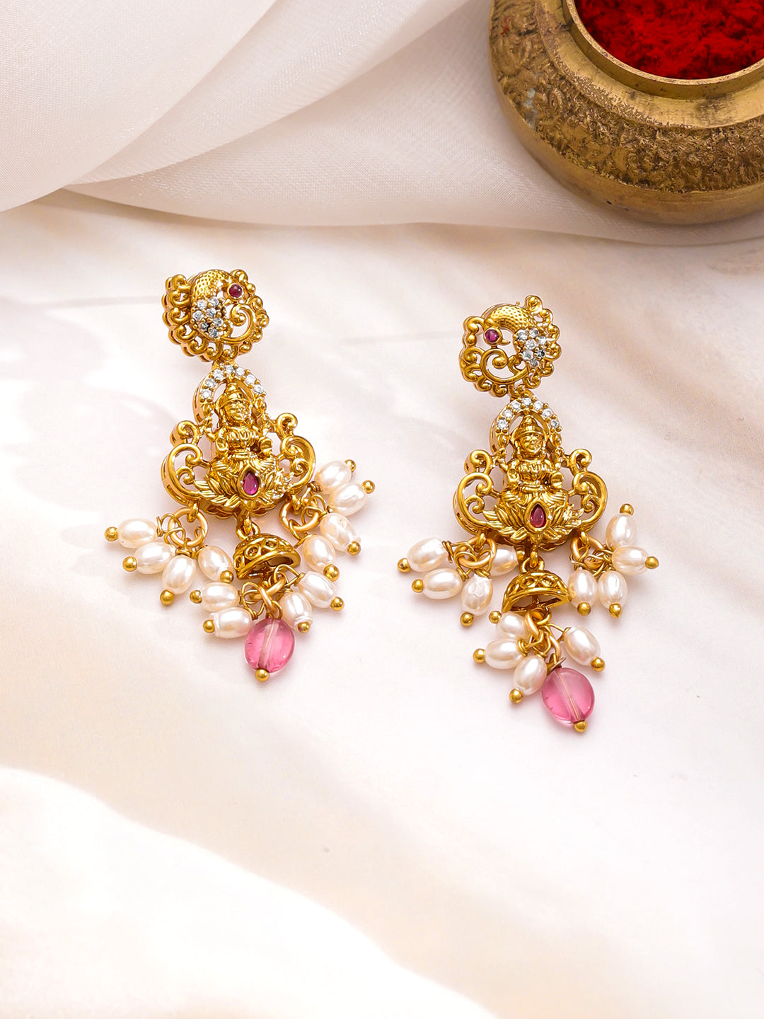 Lakshmi Shine Pink-Pearl Necklace Set フリーサイズ