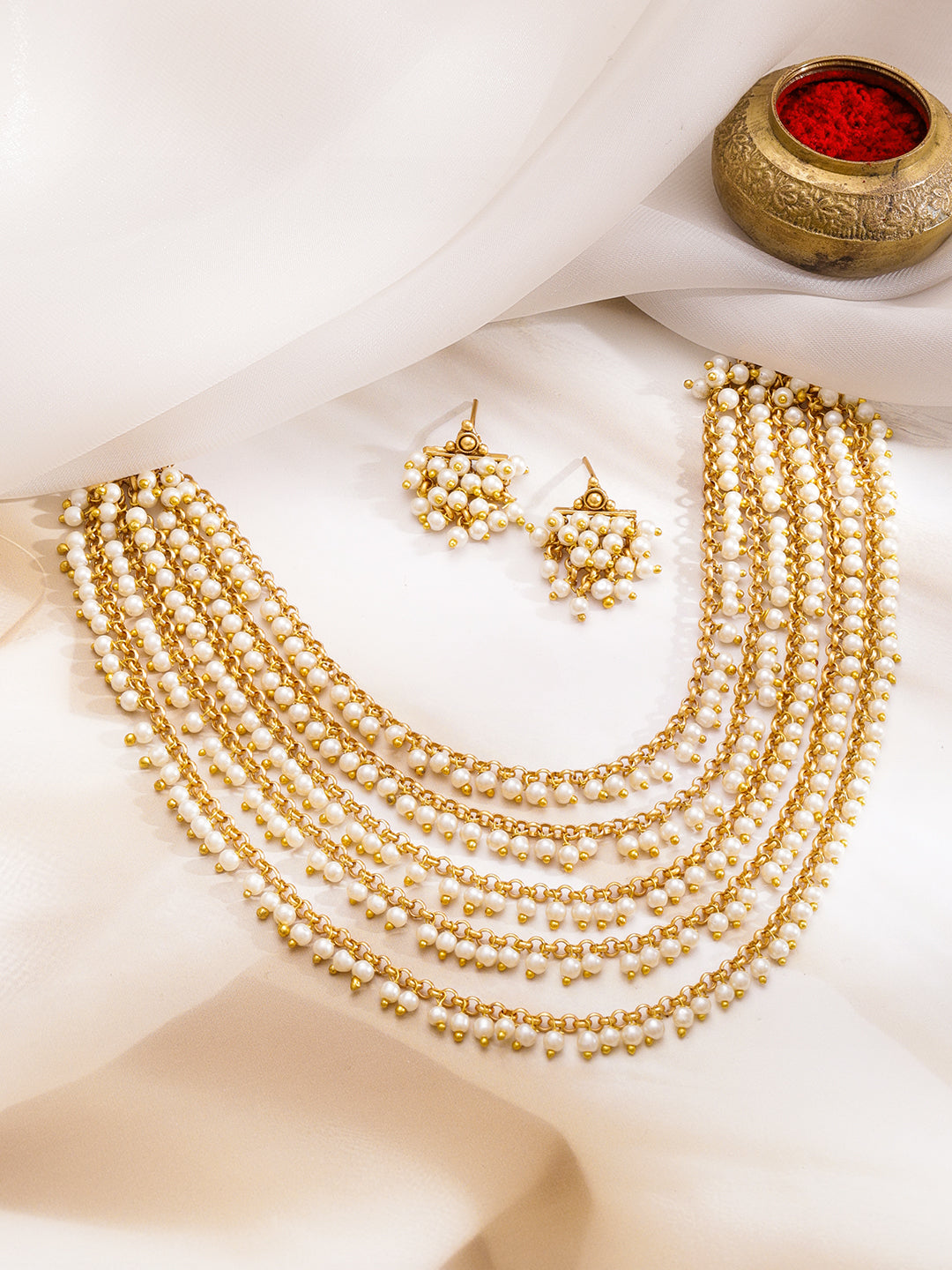 Multi-Layer Pearl Long Necklace Set フリーサイズ