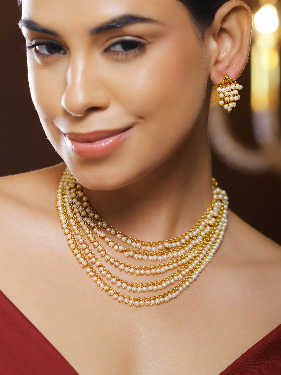 Multi-Layer Pearl Long Necklace Set フリーサイズ