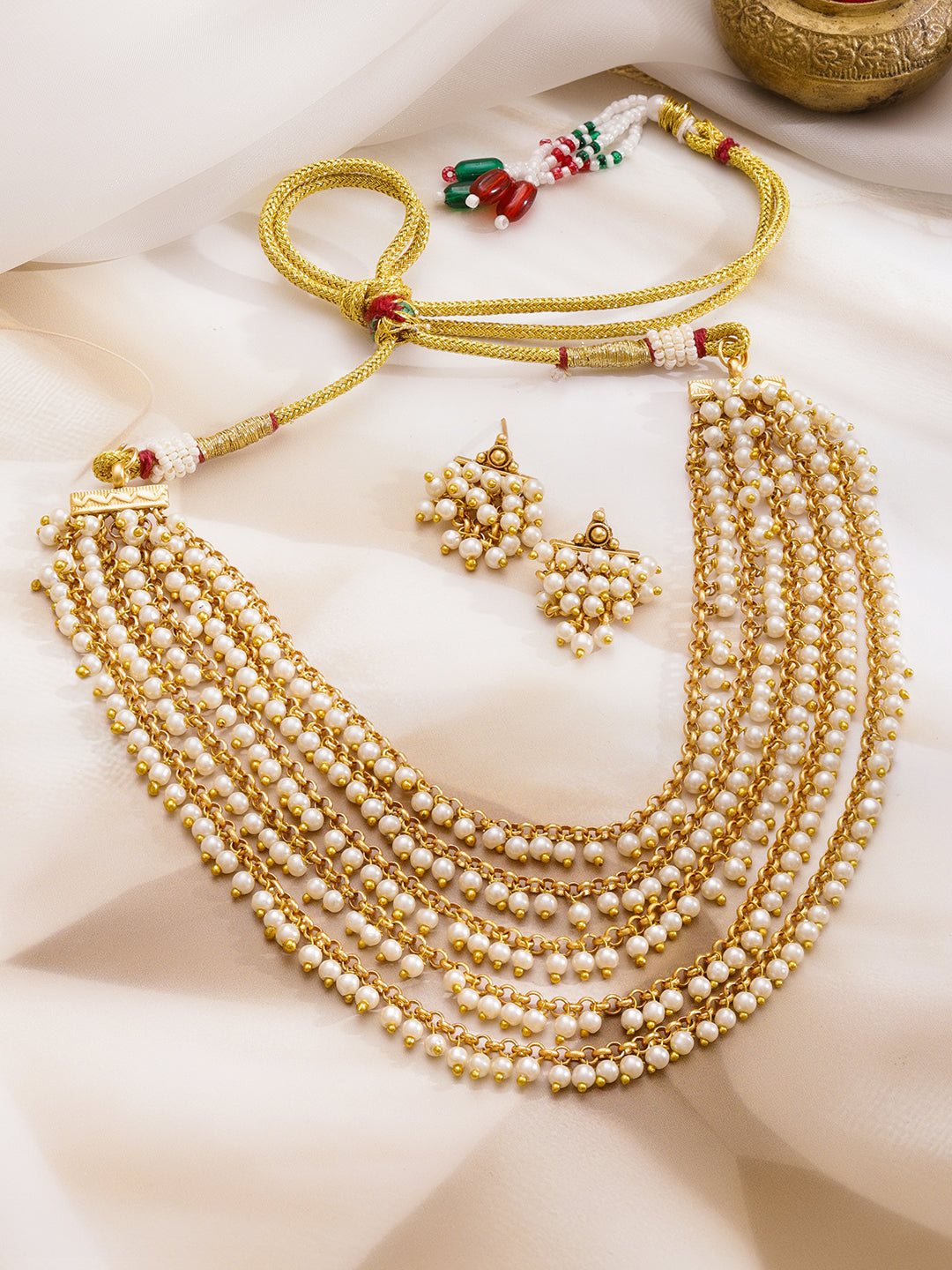 Multi-Layer Pearl Long Necklace Set フリーサイズ