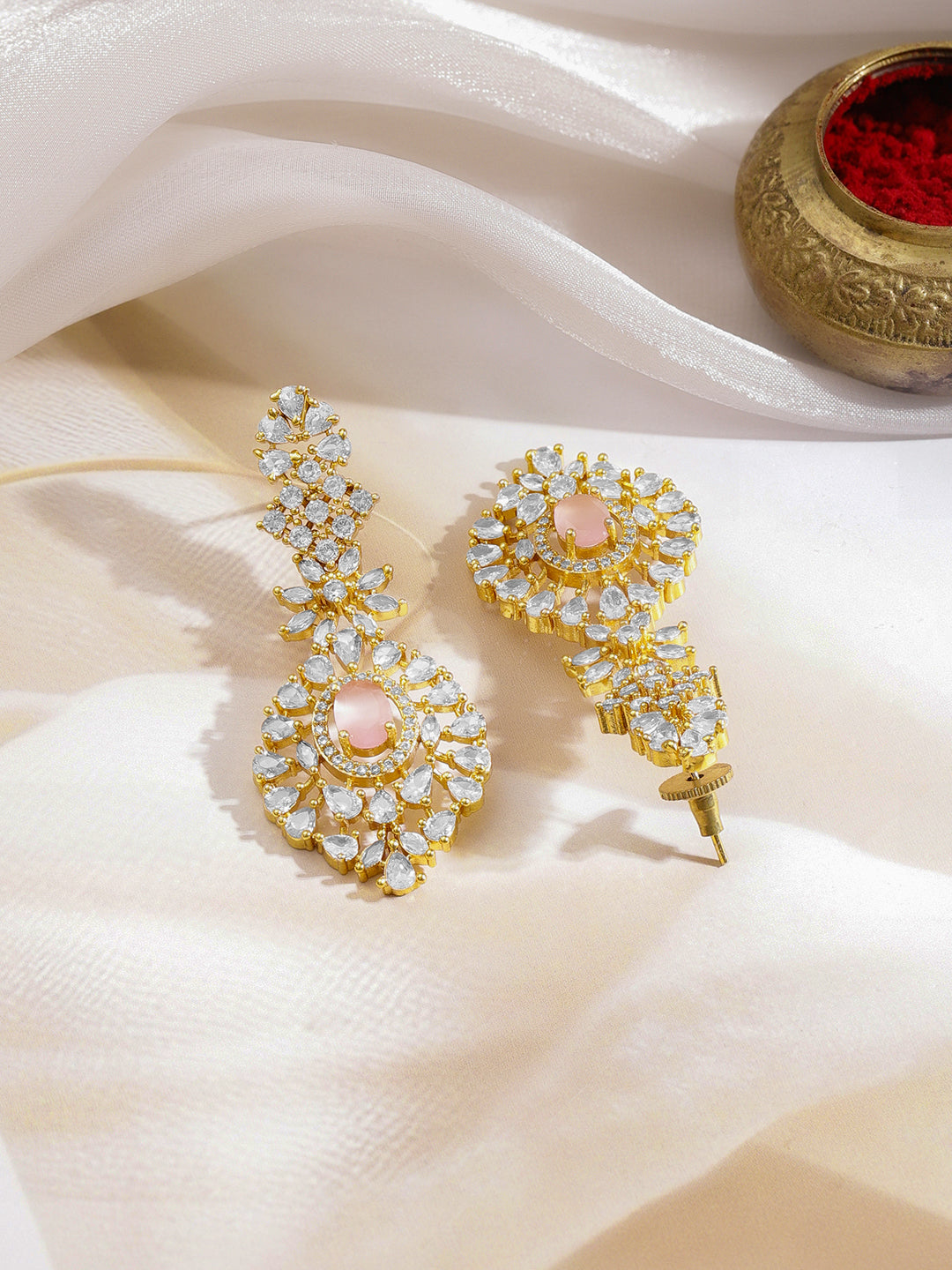 Pink American Diamond Zirconia Necklace Set フリーサイズ