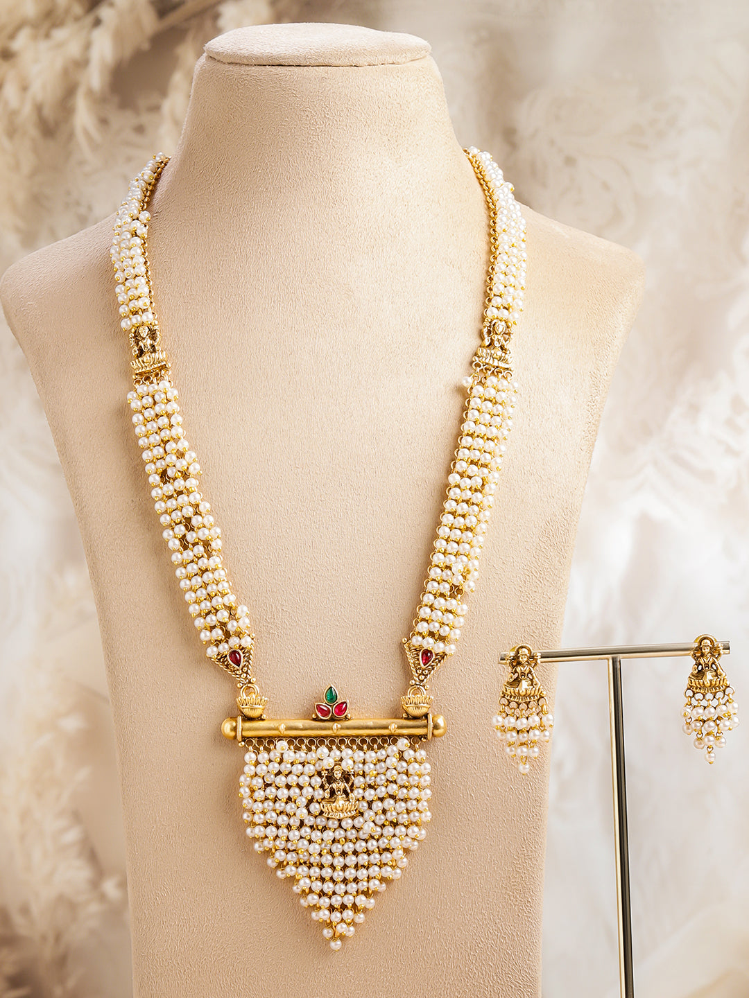 Pearl Gleam Temple Necklace Set フリーサイズ