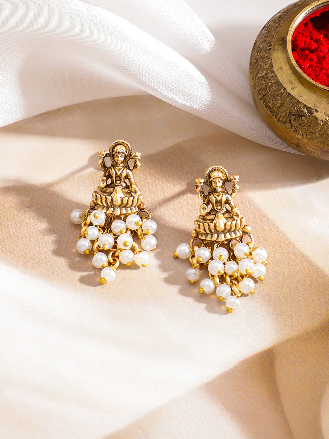 Pearl Gleam Temple Necklace Set フリーサイズ