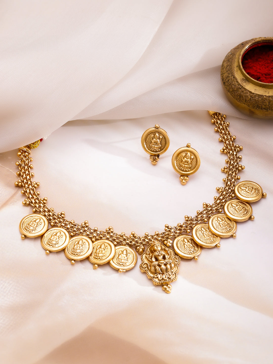 Lakshmi Grace Temple Coin Necklace Set フリーサイズ