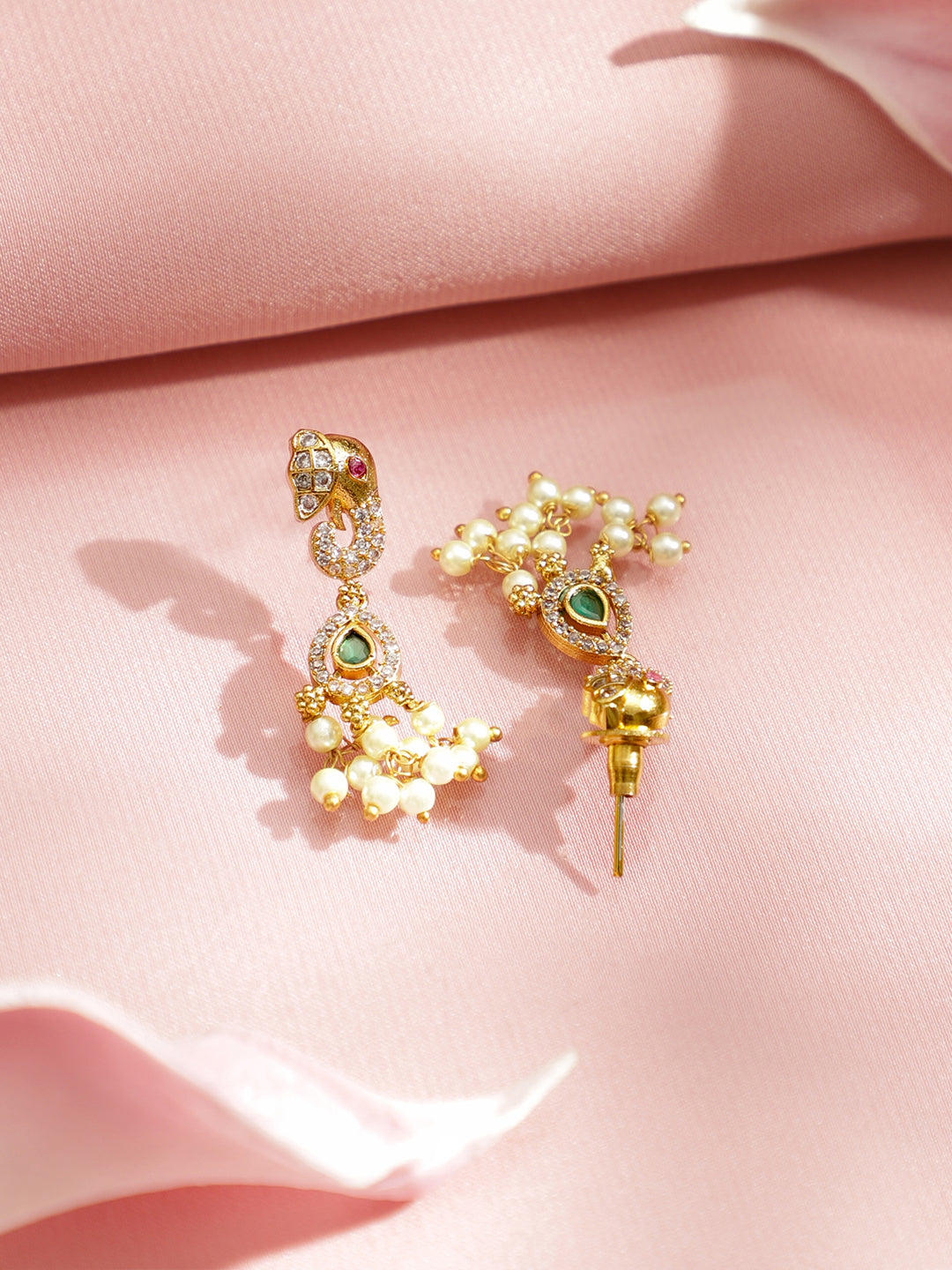 American Diamond Zirconia Temple Necklace Set フリーサイズ