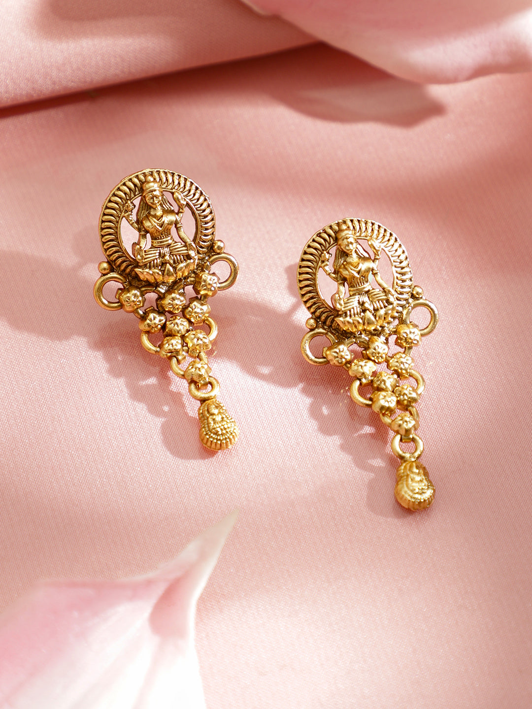 Laxmi Motif Temple Necklace Set フリーサイズ