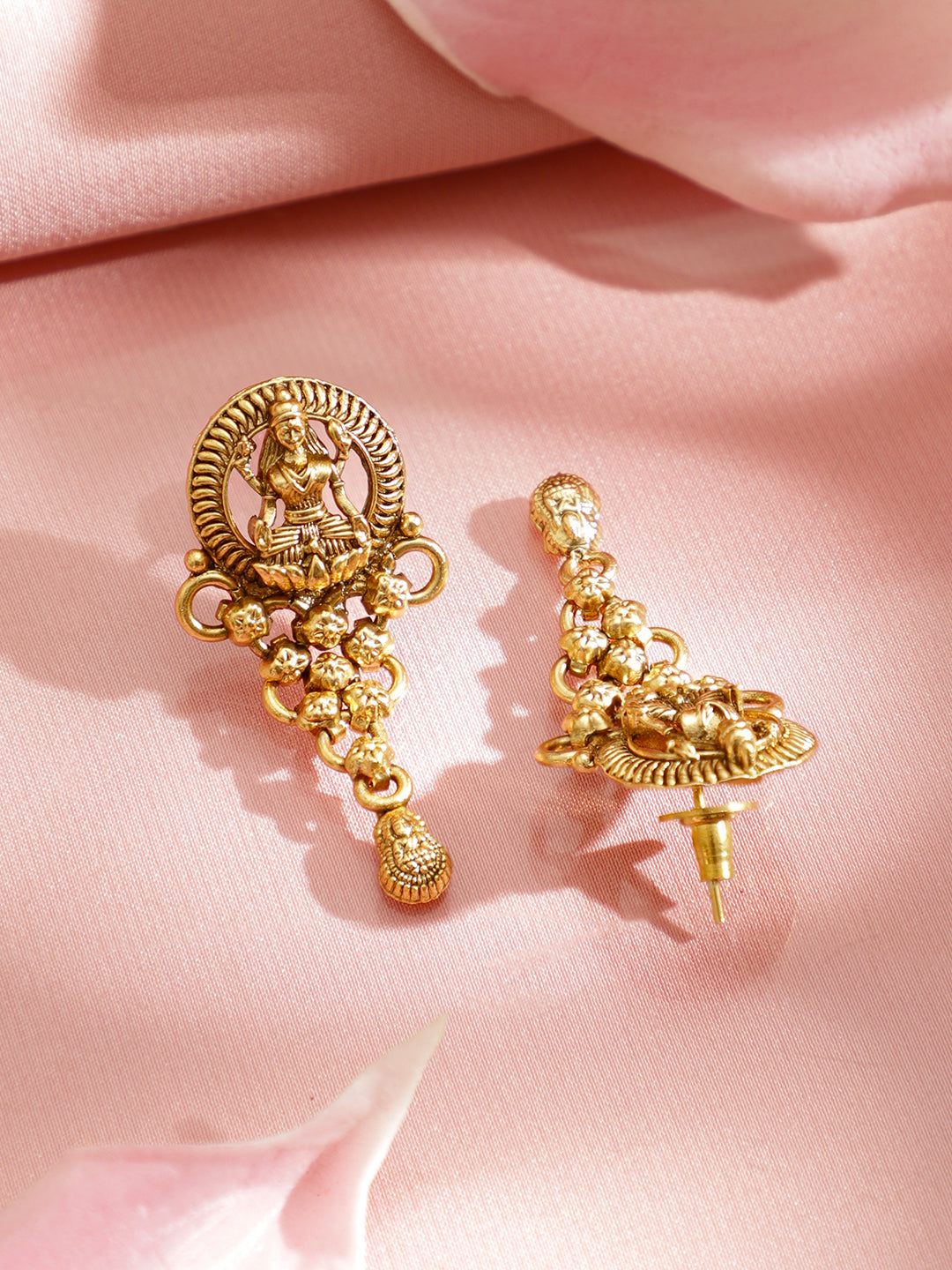 Laxmi Motif Temple Necklace Set フリーサイズ