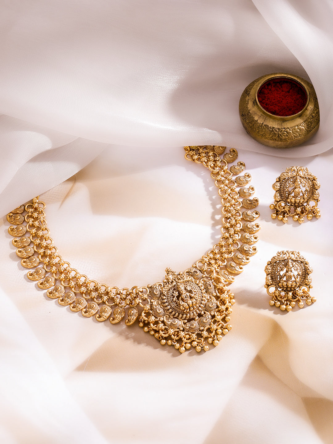 Sacred Lakshmi Temple Necklace Set フリーサイズ
