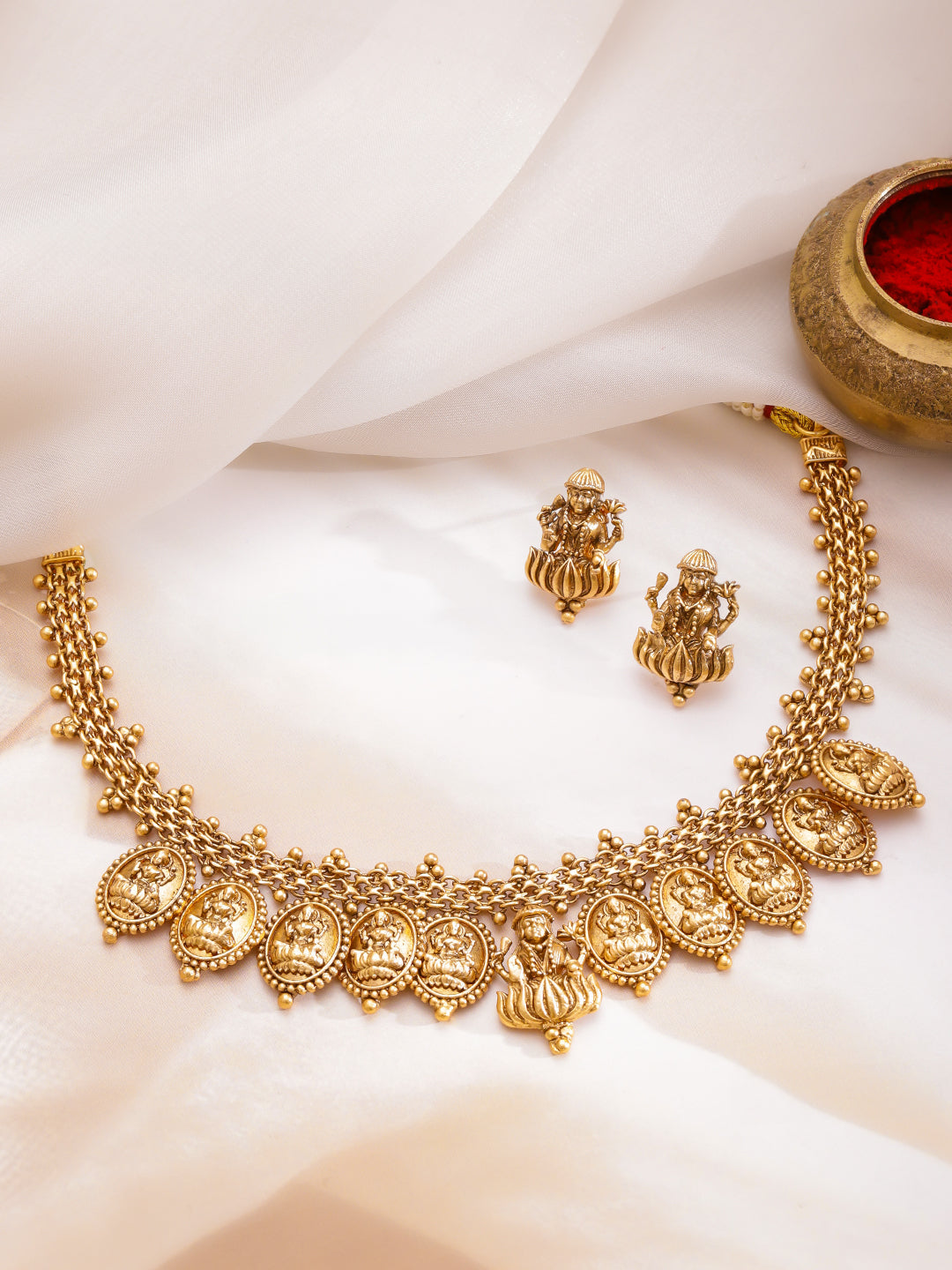 Royal Temple Lakshmi Necklace Set フリーサイズ