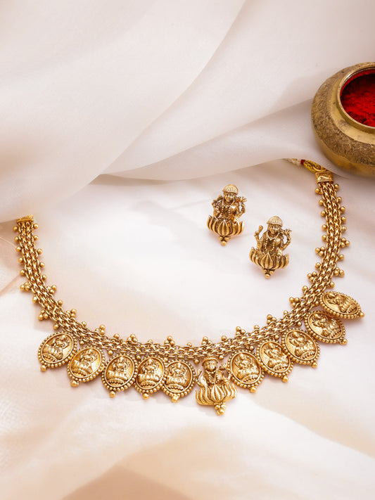 Royal Temple Lakshmi Necklace Set フリーサイズ