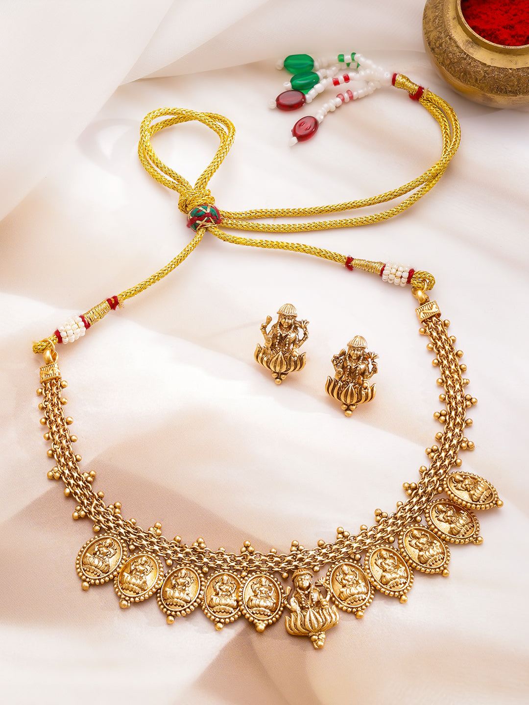 Royal Temple Lakshmi Necklace Set フリーサイズ