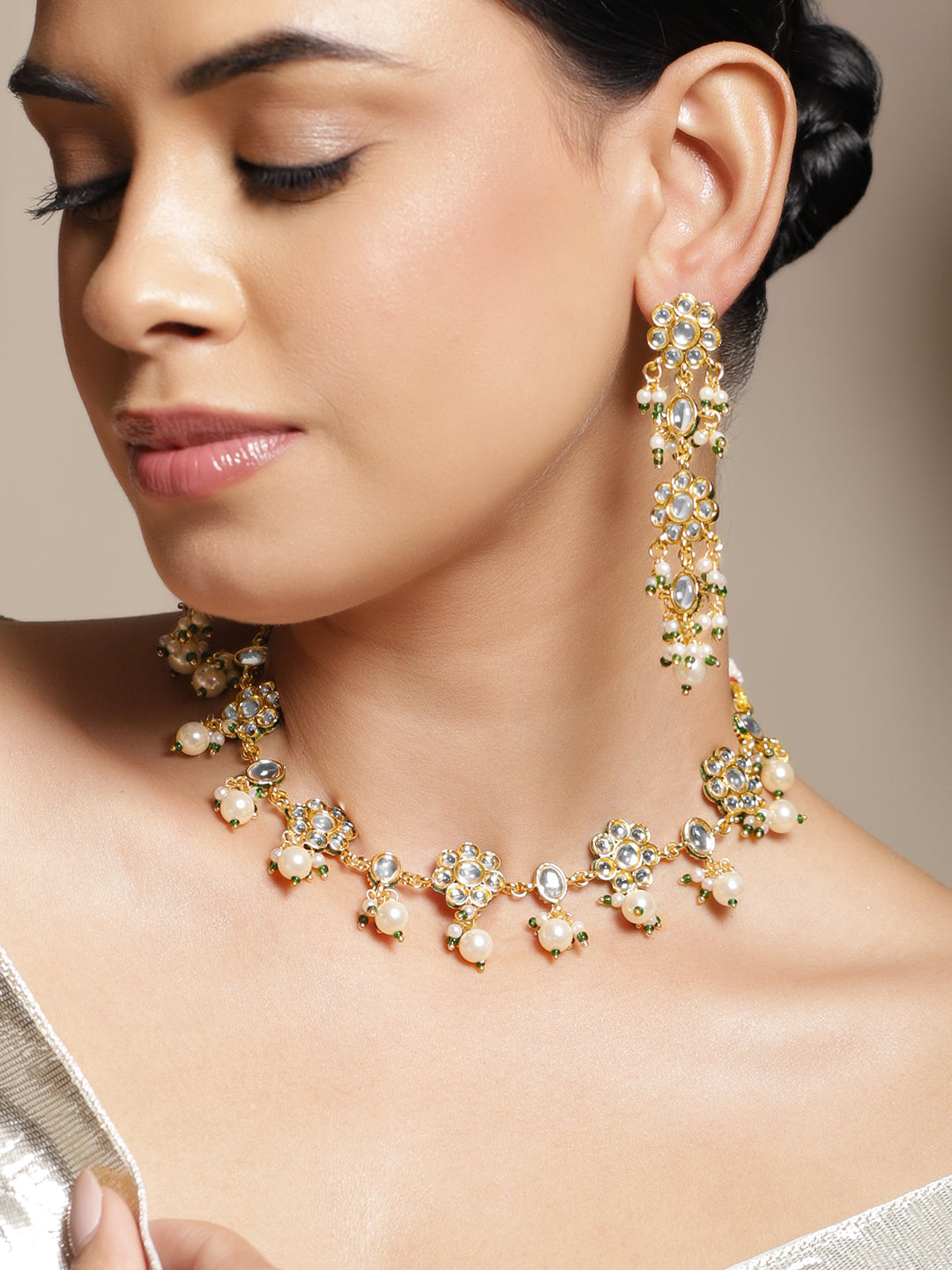 Light Luxe Kundan Necklace Set フリーサイズ