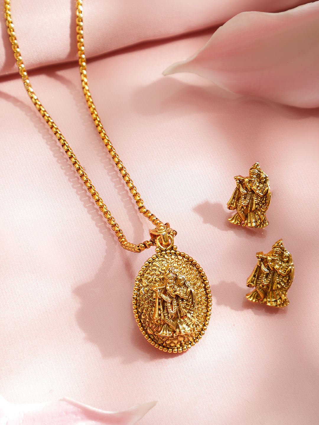 Lord Radha Krishna Divine Pendant Set フリーサイズ