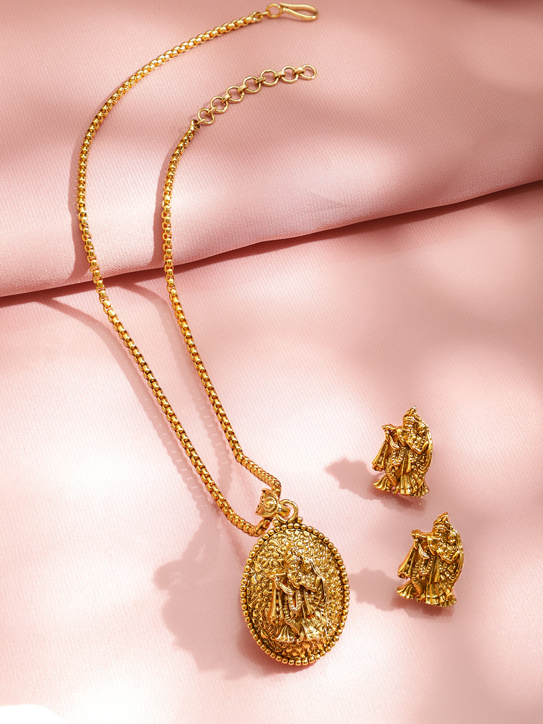 Lord Radha Krishna Divine Pendant Set フリーサイズ