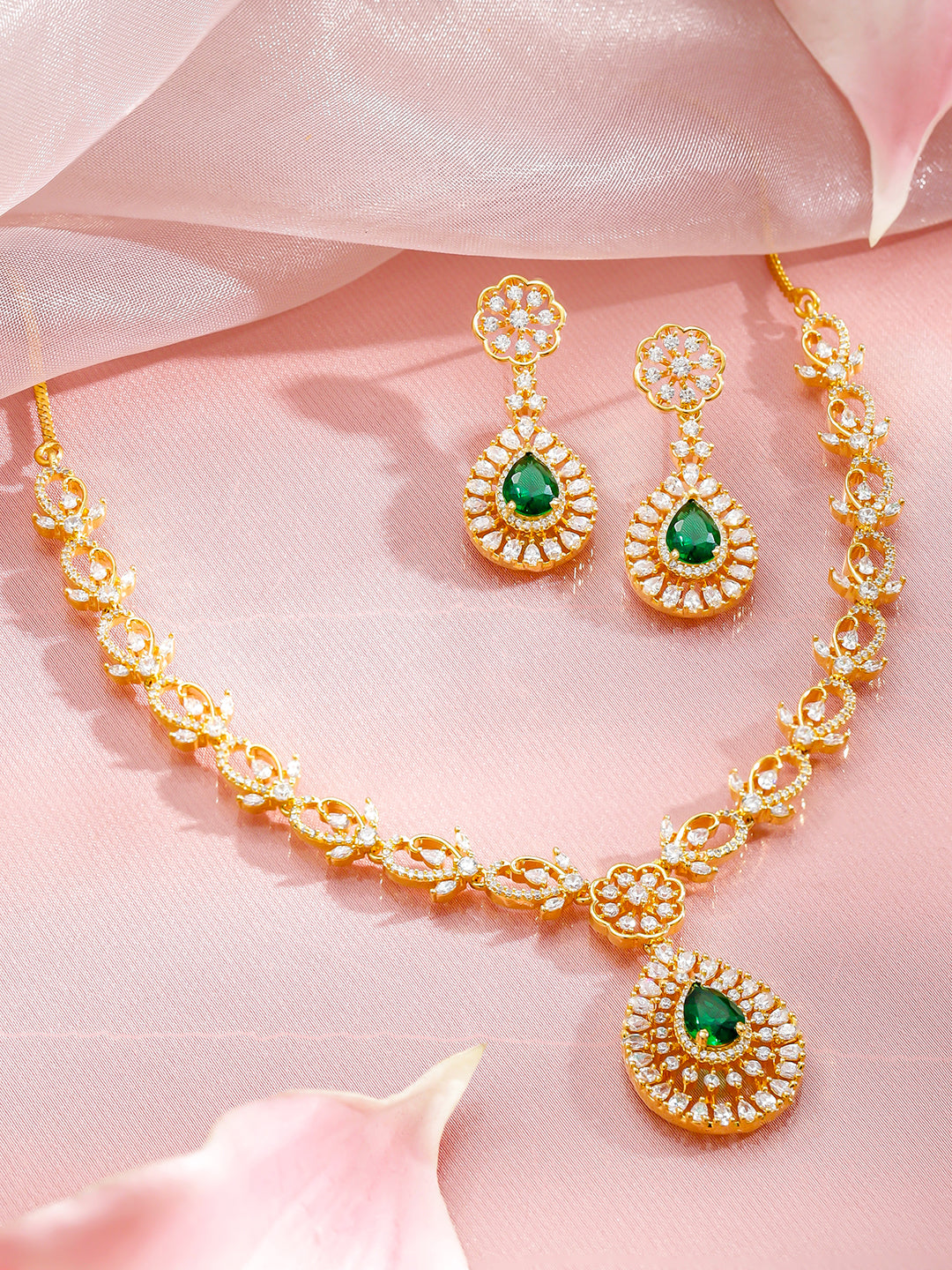 Majestic Green & White Necklace Set フリーサイズ
