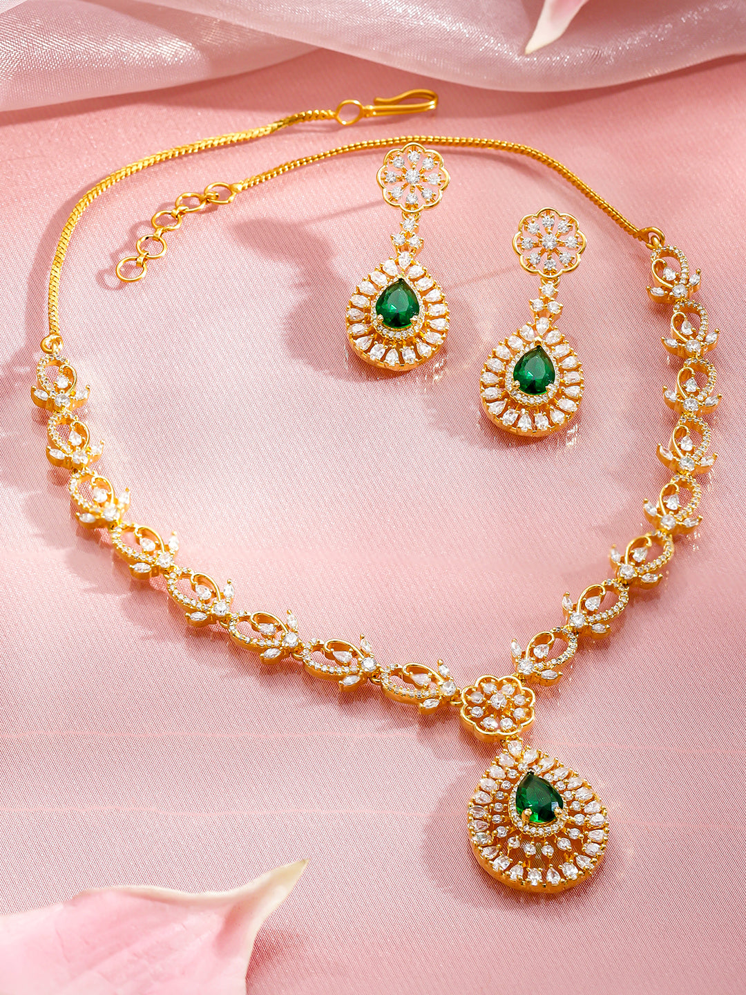 Majestic Green & White Necklace Set フリーサイズ