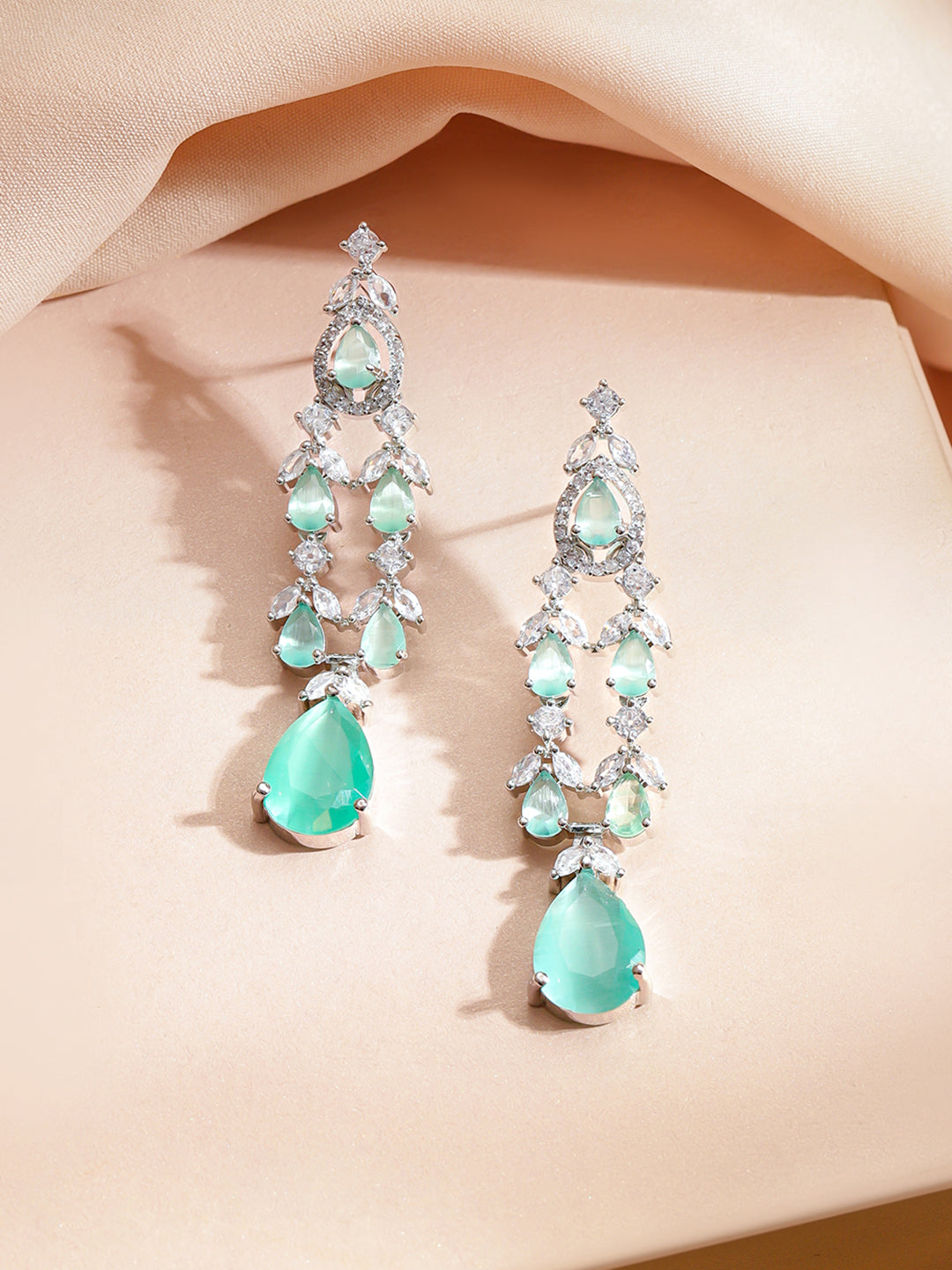 American Diamond Zirconia Green Layered Necklace Set フリーサイズ