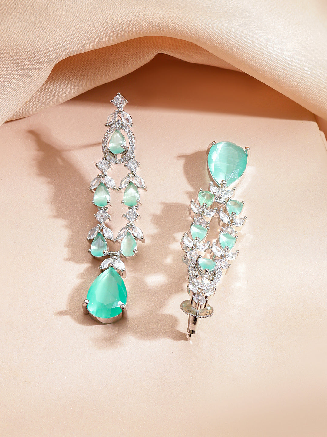 American Diamond Zirconia Green Layered Necklace Set フリーサイズ