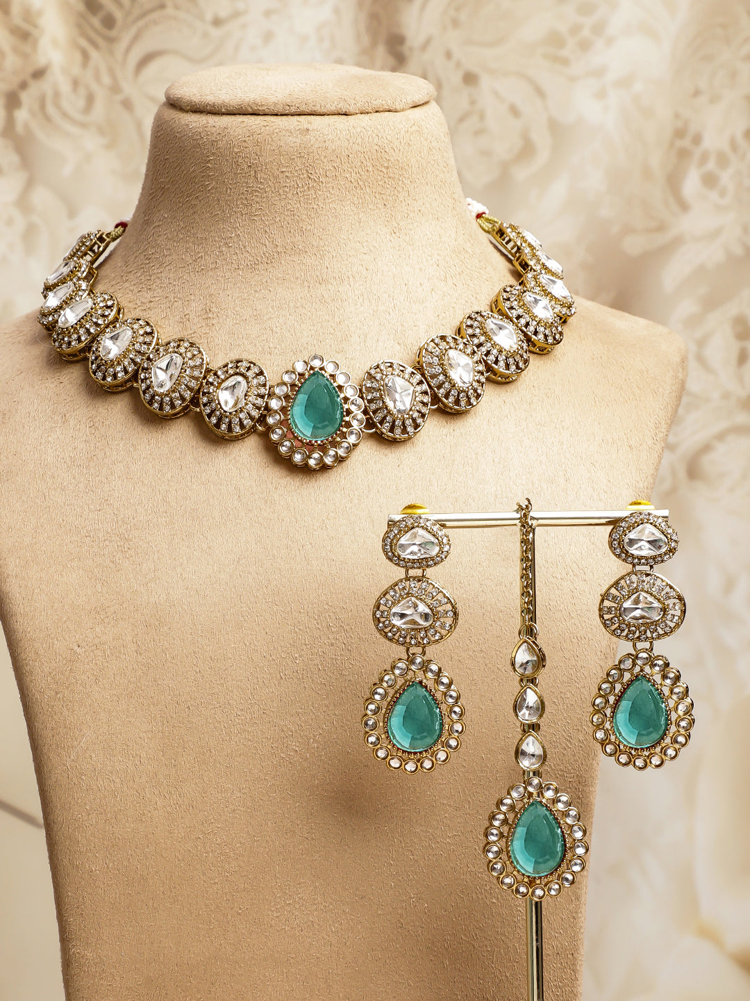 Artisan Crafted Turquoise Necklace Set フリーサイズ