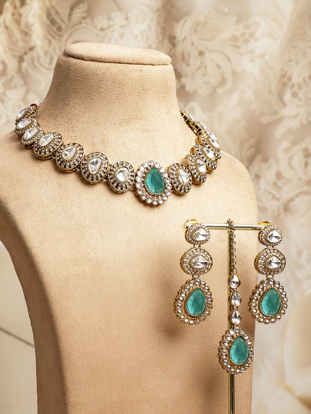 Artisan Crafted Turquoise Necklace Set フリーサイズ