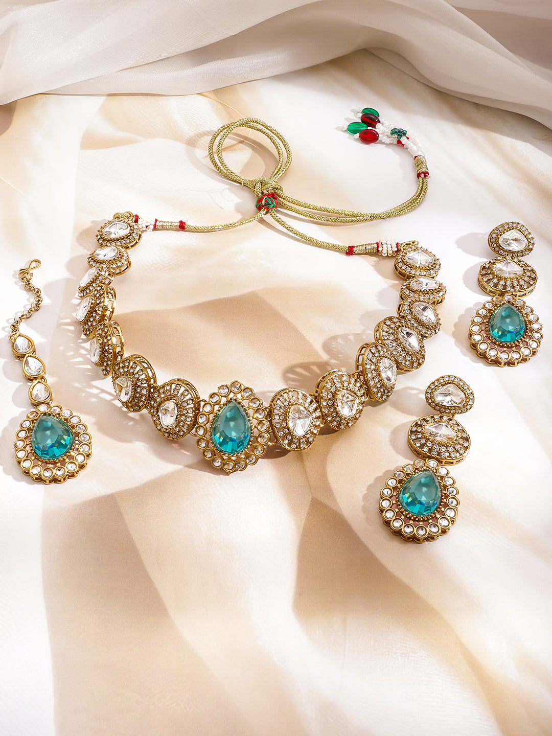 Artisan Crafted Turquoise Necklace Set フリーサイズ