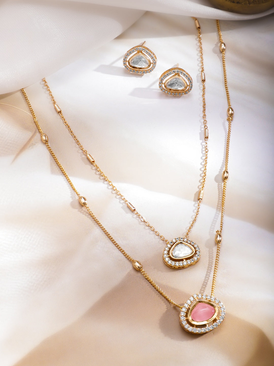 Sleek Blush Pink Necklace Set フリーサイズ