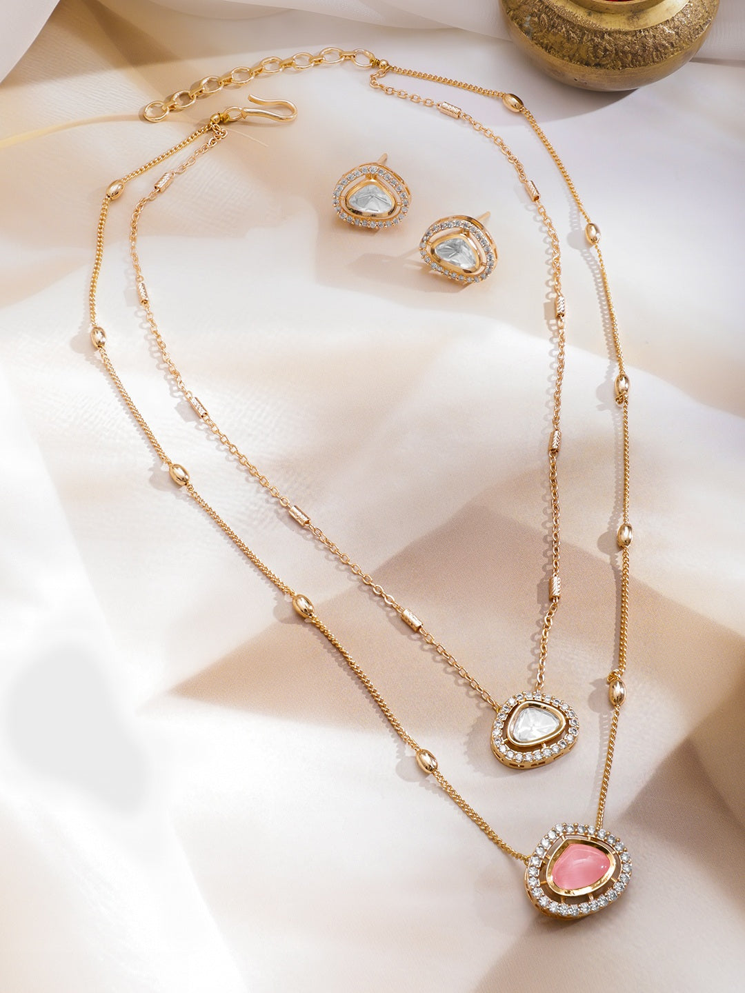 Sleek Blush Pink Necklace Set フリーサイズ
