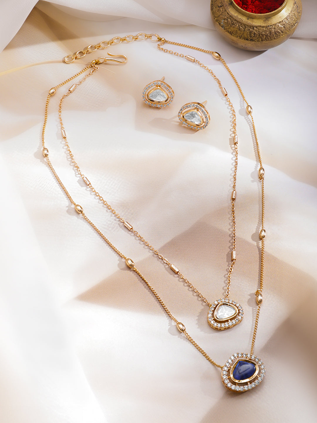 Stylish Emerald Glow Necklace Set フリーサイズ