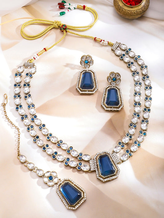 Blue American Diamond Zirconia Necklace Set フリーサイズ