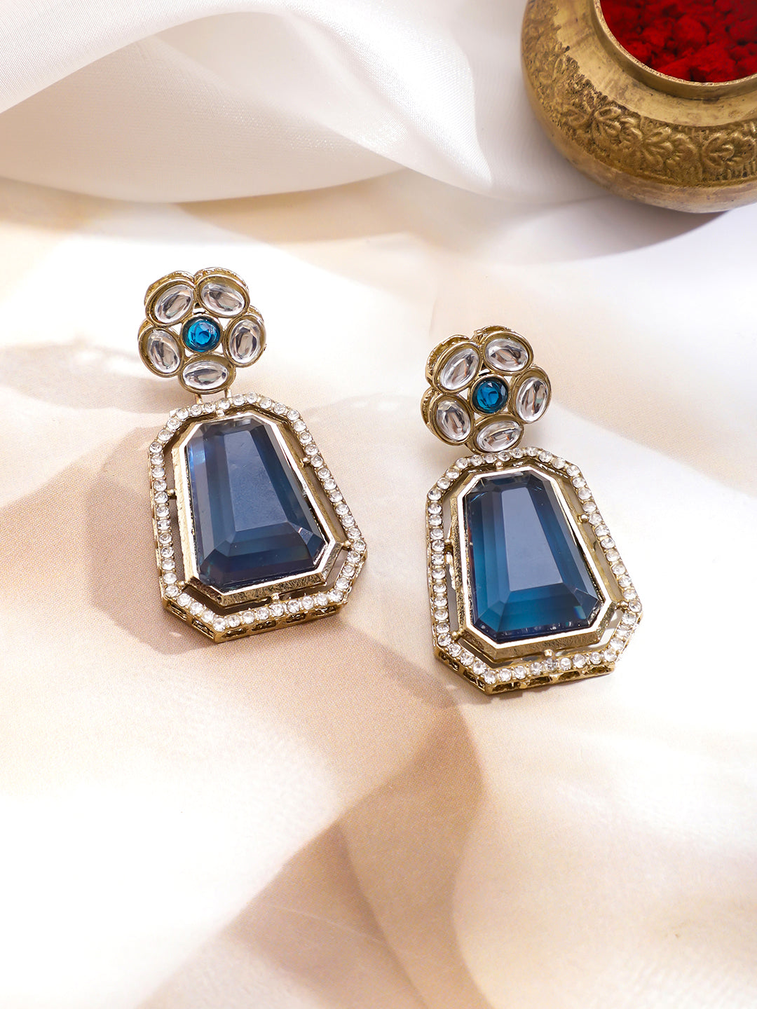 Blue American Diamond Zirconia Necklace Set フリーサイズ
