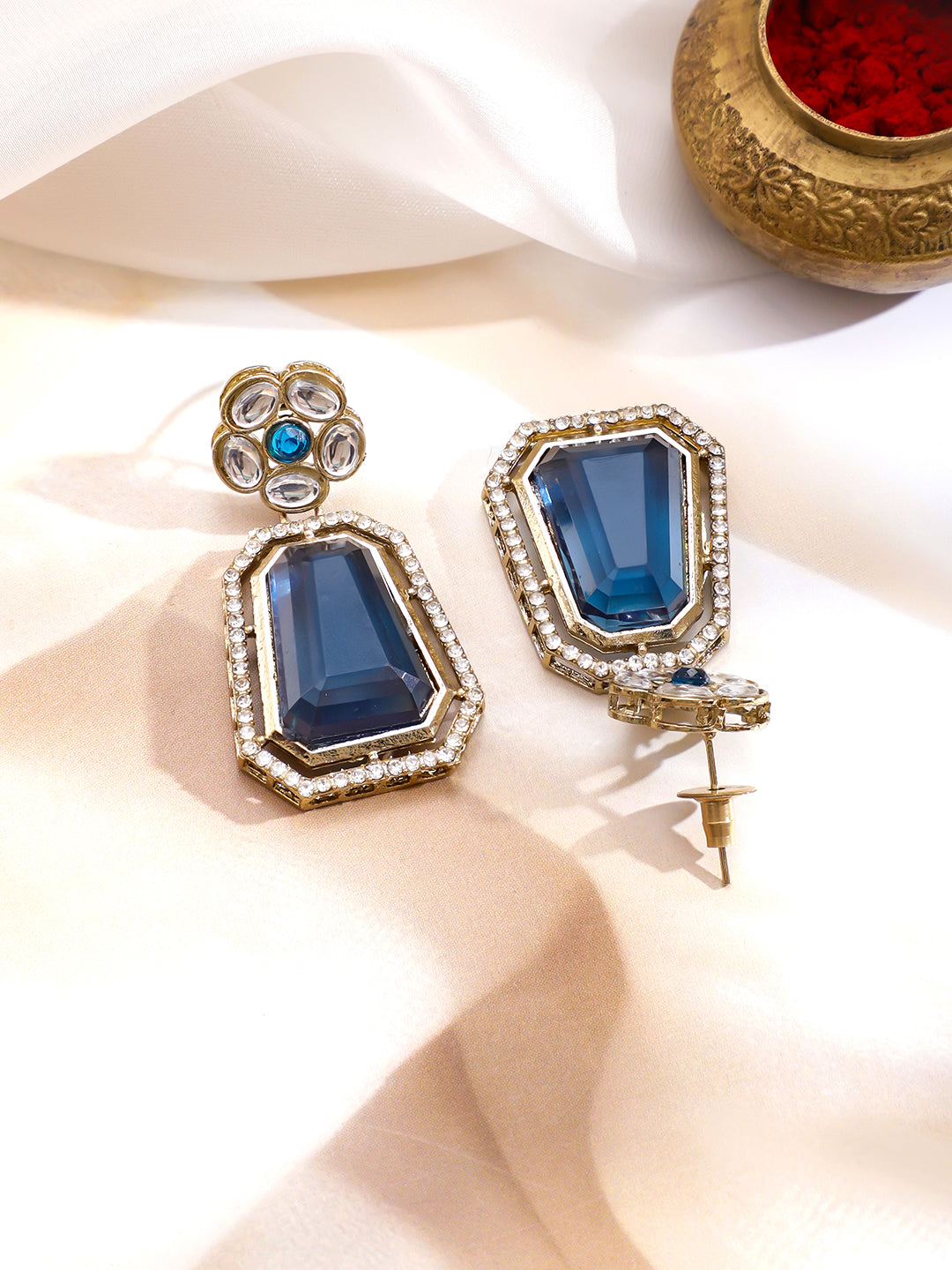 Blue American Diamond Zirconia Necklace Set フリーサイズ