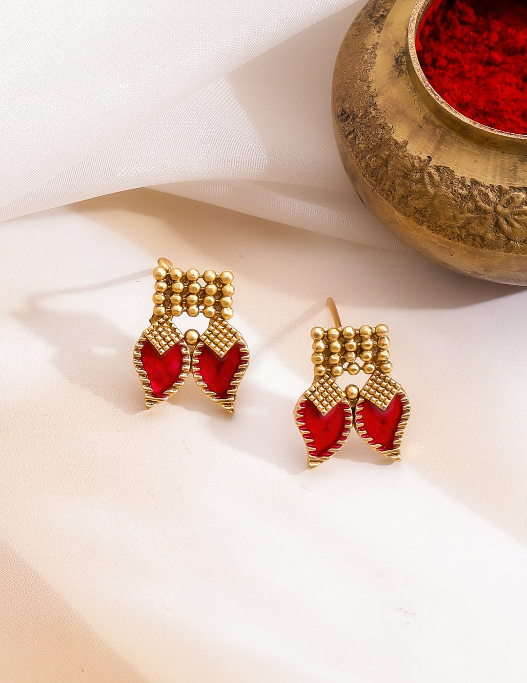 Pink & Blue Studded Gold Necklace Set フリーサイズ