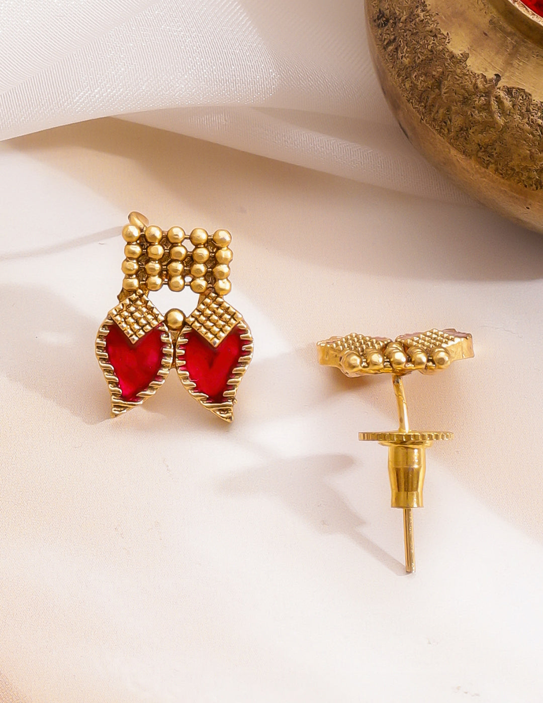 Pink & Blue Studded Gold Necklace Set フリーサイズ