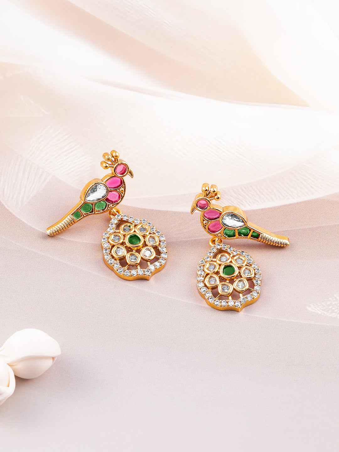 Peacock Design American Diamond Zirconia Necklace Set フリーサイズ